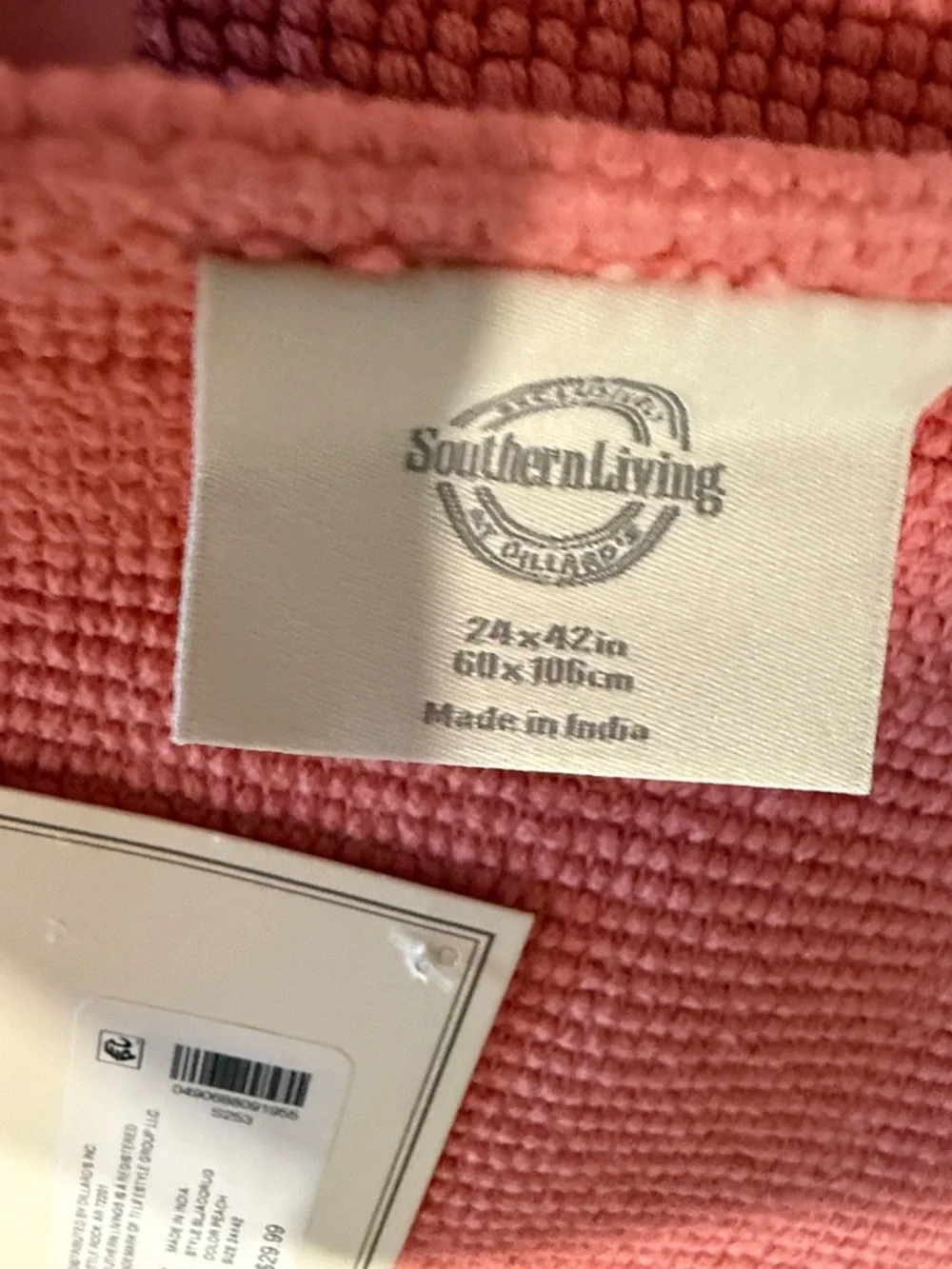 Southern Living Coral Bath Mat - Solid Coral Pink Bath or Shower 24x42 Absorbent